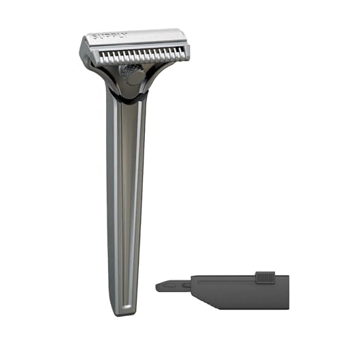 SUPPLY Single Edge SE Razor for Men Premium Metal Razor with Nick-Guard Safety Bar for an Easier Low-Irritation Single-Blade Shave Includes 8 Japanese Injector Blades Classic Matte