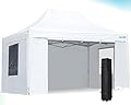 Quictent Heavy Duty Ez Pop up Canopy Tent with Sidewalls, Outdoor Commercial Party Event Shelter Enclosed Waterproof, Includes Weight Bags and Wheeled Carry Bag (White, 10'x15')