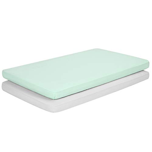 TILLYOU Jersey Knit Mini Portable Crib Sheets, Pack and Play Sheet Set