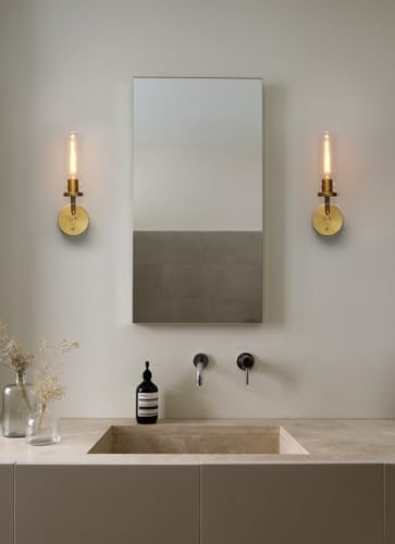Image of Phansthy Hardwired Wall Sconces with Switch Set of 2, Modern Bathroom Wall Lighting Vanity Light with Clear Glass, Wall Mount Lights for Living Room Corridor Mirror Bedroom Stairs (Antique 2 Pack)