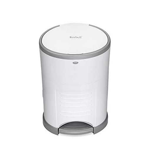 Korbell - MINI - Pattumiera per pannolini - 9 L - Bianco - Economico - Ecologico - Pedale a pedale - Capacità di 25 strati