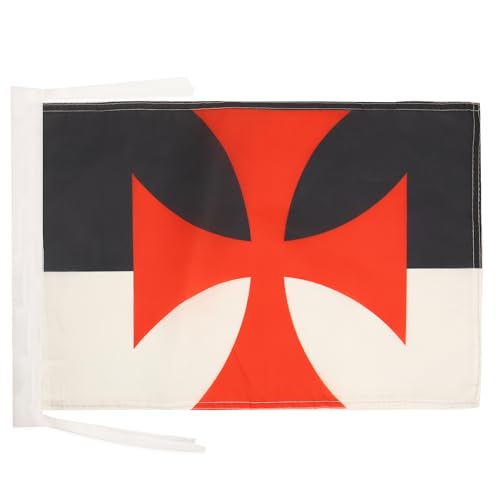 AZ FLAG - Drapeau Templiers Baussant - 45x30 cm - Pavillon Ordre Du Temple Beaucent 100% Polyester Avec Deux Cordelettes - 20g
