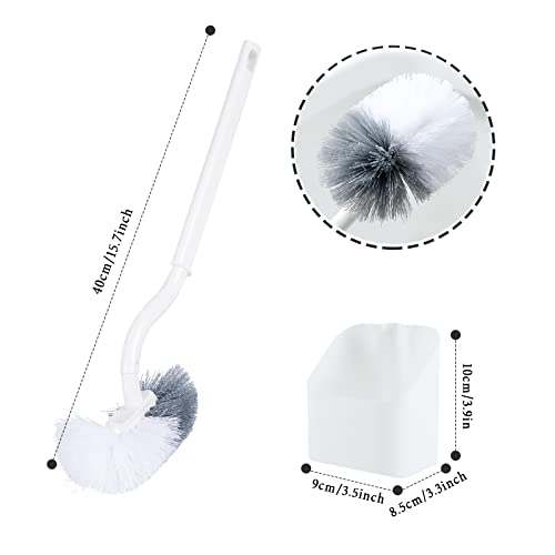 EINESIN 2 Sets Upgrade Toilet Brush, Plastic Toilet Brush Set with Strong Bristles, Slim Compact Bathroom Toilet Bowl Brush - Sturdy, Deep Cleaning, White