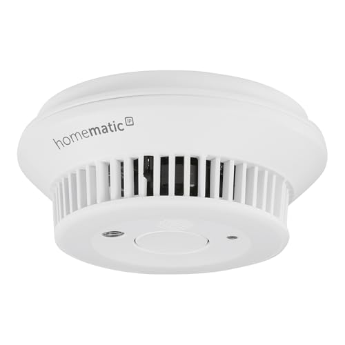 Homematic IP Rauchwarnmelder mit Q-Label, Smart Home, Rauchmelder alarmiert lokal über die Sirene und per Push-Benachrichtigung in der Smartphone-App, integrierte LED-Notbeleuchtung, 156587A0
