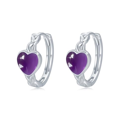 Créoles celtiques argent 925 améthyste véritable bijou femme anniversaire