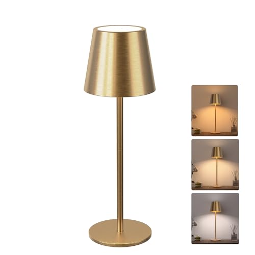 JACKYLED Lámpara de mesa inalámbrica, recargable con batería de 5000 mAh, 3 alturas ajustables, 3...