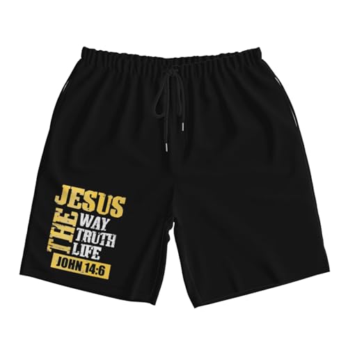 Jesus The Way Truth Life John 14：6 Christian Bible Men's Quick-Dry Board Shorts 7