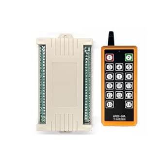 16-kanäle Funkschalter Set mit Sender 12V multifunktionales Empfangsmodul 24V Relais Set mit industrielle Fernbedienung 200m Reichweite universal Empfänger NO COM NC Tü (12v)