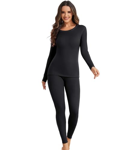 SHARICCA Thermounterwäsche Damen Set - mit Fleecefutter Funktionsunterwäsche Atmungsaktiv Thermo Unterwäsche Skiunterwäsche für Kaltes Wetter(Schwarz-M) SHARICCA Thermounterwäsche Damen Set - mit Fleecefutter Funktionsunterwäsche Atmungsaktiv Thermo Unterwäsche Skiunterwäsche für Kaltes Wetter(Schwarz-M)