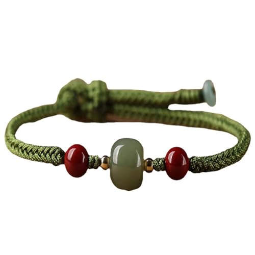 Bracelet en jade naturel et corde rouge YCTTKDD | Bijou haut de gamme tissé main