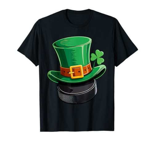 Hockey St Patricks Day Irish Shamrock Hockey Lover Boys Men T-Shirt
