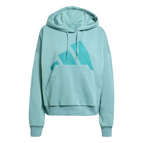 adidas Mujer Essentials Big Logo French Terry Loose Hoodie, Powder Teal, L