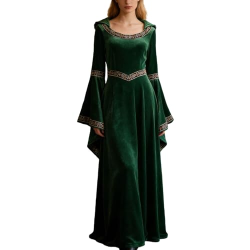 Robe de cour médiévale gothique et sorcière pour cosplay maxi à manches longues