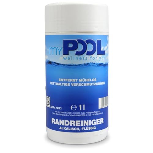myPOOL Randreiniger 1 l - Kraftvoller Poolreiniger gegen fetthaltige Schmutzränder - Effektive Wasserlinienreinigung - Unverdünnt oder verdünnt anwendbar