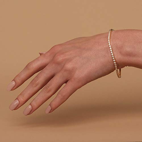 PAVOI 14K Gold Plated Cubic Zirconia Classic Tennis Bracelet | Gold Bracelets for Women | 2mm CZ, Size 6.5-7.5 Inch2