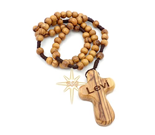 image for Dacaret Factory Personalized Olive wood Rosary from Bethlehem, Custom 
