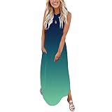 Cnebo Ruffle Dress Women Long Slit Summer Maxi Dresses Wrap V-Neck Midi Dress Loose Short Sleeve Tun