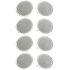 Pyle PDIC Series 8 Inch 250 Watts 4.8 Ohms Round Flush Mount Wall and Ceiling Home Speakers with Directable 0.5 Inch Polymer Dome Tweeter, Pack of 8