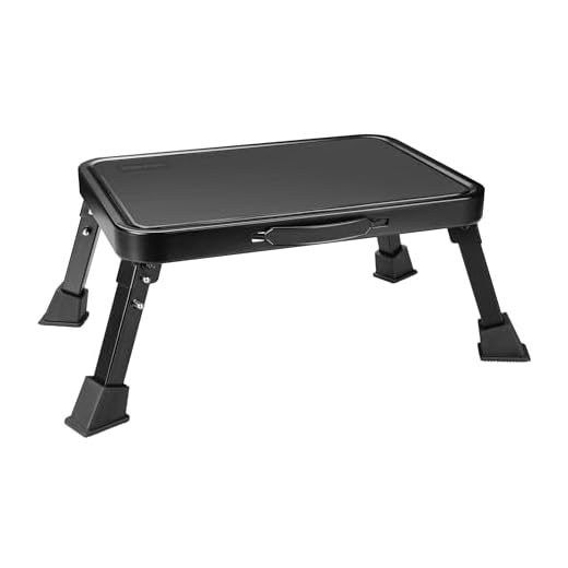 BONTEC Marche Pied Pliable Solide en métal, Tabouret Pliant antidérapant 150 kg, Petit escabeau Pliable Portable, Repose Pied Bureau, Marche Pied Caravane, Tabouret Enfant, Repose Pied Toilette