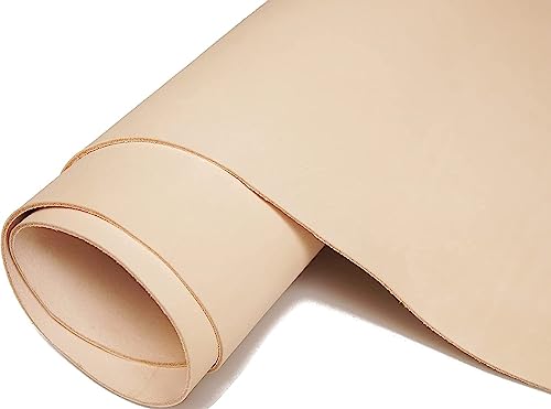 QMYBROW Feuilles de cuir, cuir Veg Tan, cuir naturel tanné végétal, cuir à outils pour travaux manuels, cuir de vachette carré, huile pleine fleur (2,0 cm x 24")