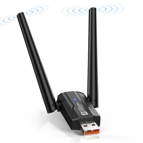 Arvoni Clé WiFi, 2 en 1 Clé USB WiFi USB 900 Mbps 2,4 GHz/5,0 GHz, Adaptateur Bluetooth 5.4 pour PC, Clé Wi-FI pour PC avec Antenne 5DBI, Plug and Play,...