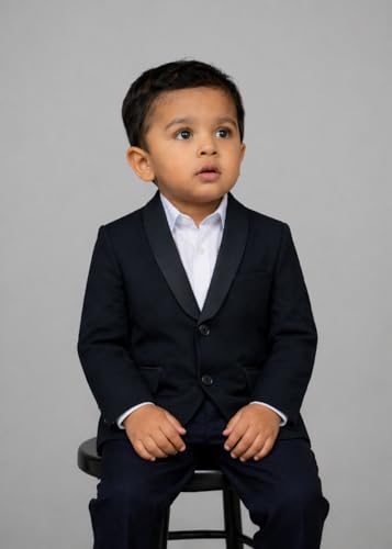 Image of SaintX Boys Premium Tuxedo Blazer (1 to 14 Years) | Prince Charming Formal Wear Collection for Kids & Boys | Fully Lined | Shawl Collar | Slim Fit | Royale Luxury Wear