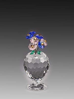 Asfour Crystal 151-27 1.18 L x 2.55 H in. Crystal Vase With Flowers Garden Figurines