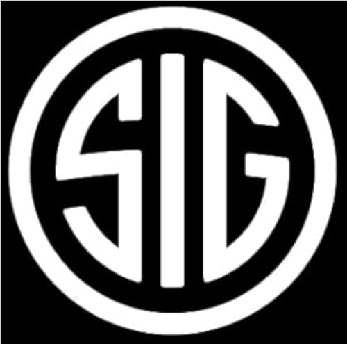 Image of SIG Decal - (2 X 2 White)- Vinyl Car Bumper Sticker, Gun, Truck, Window, Motorcycle, Helmet, Bumper, Laptop