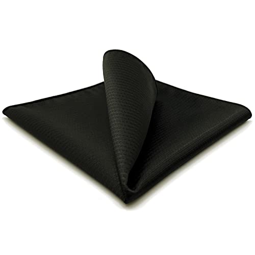 Shlax&Wing Solid Black Silk Pocket Square For Men Hanky Handkerchief #TOP9