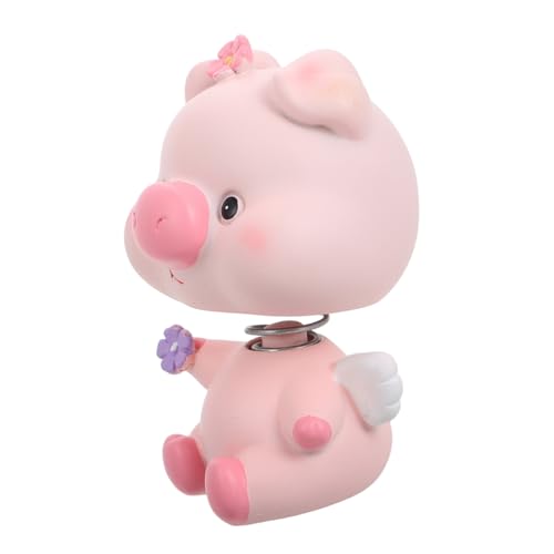 HAWILLOSCH Miniatura De Cerdo Oscilante para Coche Decoración Interior Adorable De Resistente Fácil De Limpiar y Colocar Ornamento De Tablero para Mujeres y Escritorio