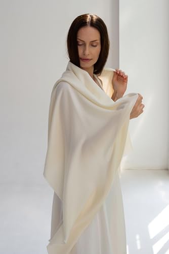 Italian Broad 70% Cashmere and 30% Silk Scarf Shawl Wrap Stole of Premium Quality Super Soft Made in Italy for Woman3