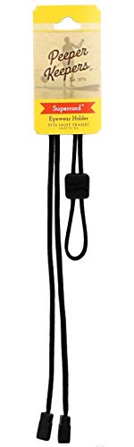 Eyeglass Retainer & Sunglass Holder By Peeper Keepers Supercord Adjustable, Black, 1Pk | W/Microfiber Cloth #TOP1