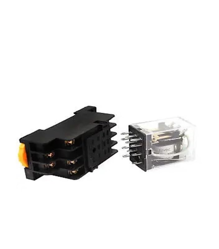 Lámpara indicadora verde de bobina de 12 V CC, 3PDT, 11 pines, relé de potencia, 5 unidades + base de zócalo