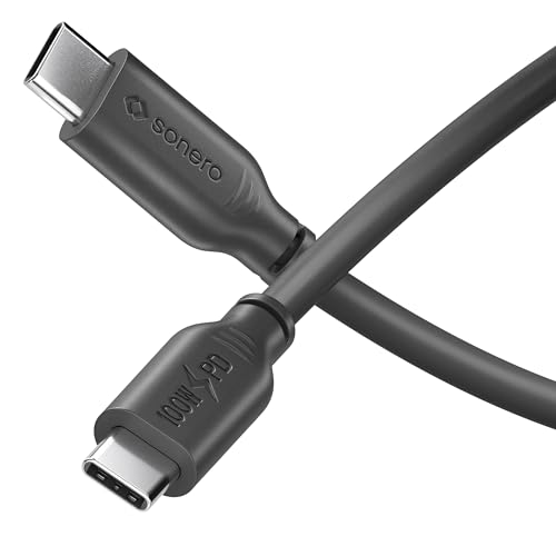 Sonero® Cavo di Ricarica USB-C, Ricarica Rapida 100W PD per Telefono Cellulare, Tipo C, USB 2.0, Nero, 0,50 m