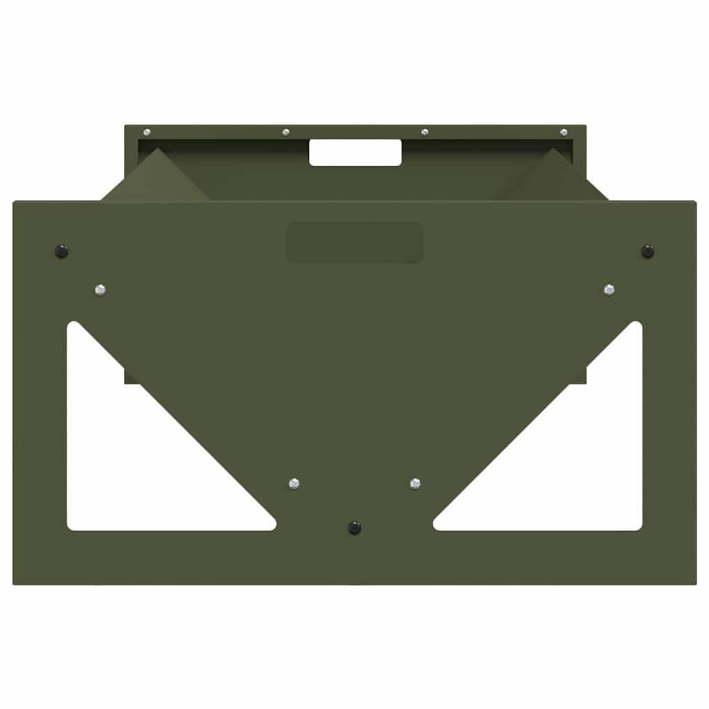 Mangiatoia per animali da fattoria, verde oliva, in acciaio laminato a freddo, 108 x 50 x 28 cm, resistente alle intemperie, robusta, con capacità di 10 kg, per interni ed esterni