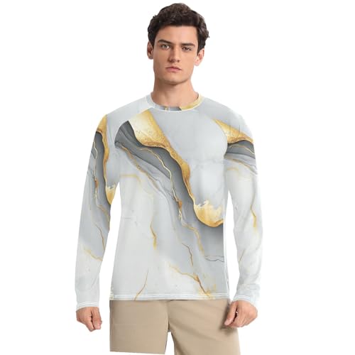 Marble White Grey Shirts Summer UPF 50+ Fishing Elasticity Mens Sun Shirts UV Protection Long Sleeve Water Fishing