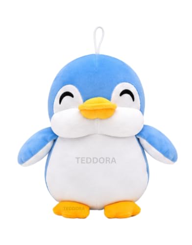 Image of Happy Penguin Soft Toy for Girls Boys Kids, Sky Blue, Animal Plush Stuffed Baby Teddy Gift Birthday, 28 cm