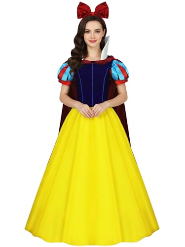 AYYOHON Schneeprinzessin-Kostüm für Damen, klassisch, Puffärmel, Märchenkleid, Halloween, Rollen-Cosplay für Erwachsene L