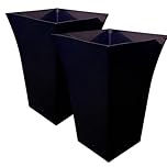 Tall Square Large Milano Planter Pots, Set of 2, Indoor and Outdoor Use, Modern Style, Garden Flower Vegitable Fruits Plant Pot Gloss Finish Dimensions Apox: 45cm (H) x 30cm (W) x 30cm (D) (Black)