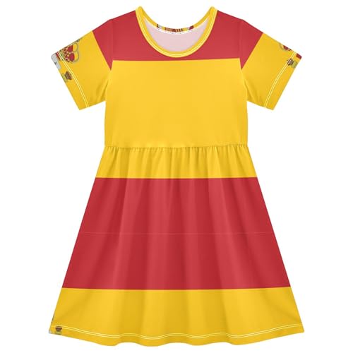 Spain Flag Toddler Dresses for Girls Easter Spring Dress Summer Short Children 2t