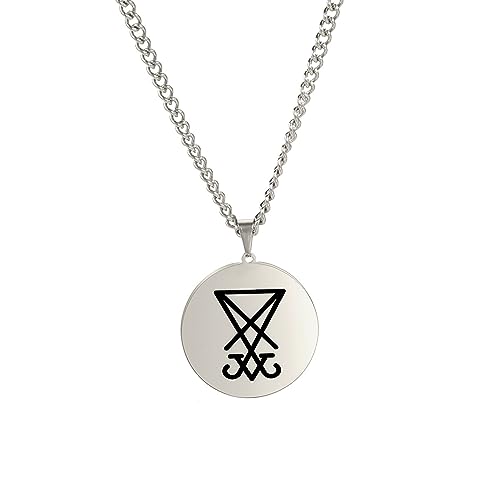 Collier Sigil de Lucifer en acier inoxydable pendentif église gothique homme