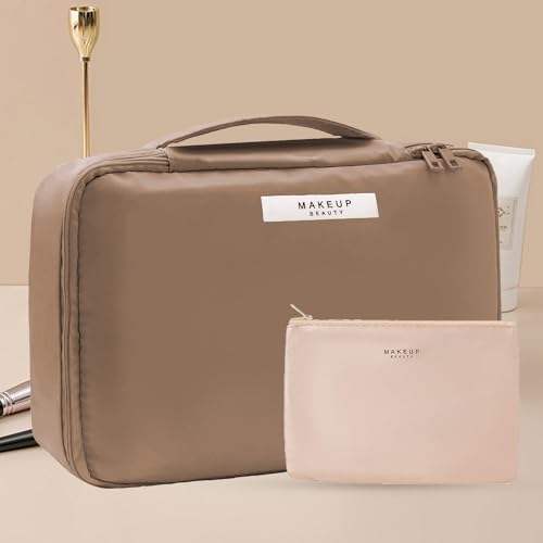 Travel Makeup Bag Cosmetic Bag Makeup Bag Toiletry bag for women and men, Coffee, Fashion
