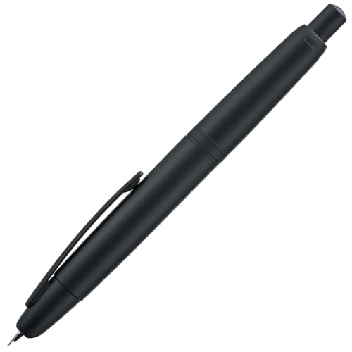Image of Jinhao 10 Press Fountain Pen with Box, Matte Black Retractable Medium Nib with Ink Converter Set (Black Clip)