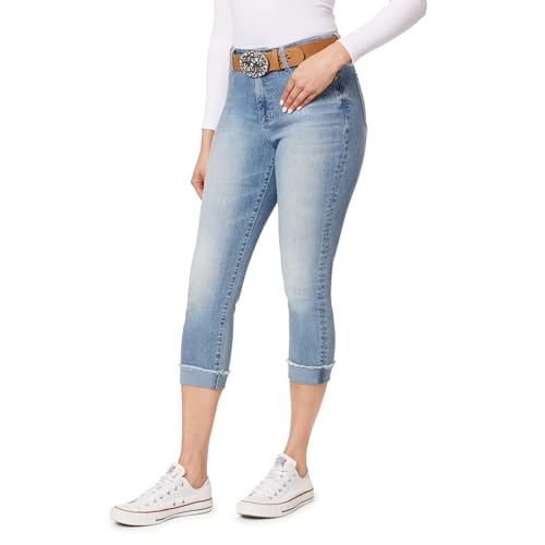 WallFlower Women's Fearless Curvy Crop High-Rise Belted Insta Vintage Juniors