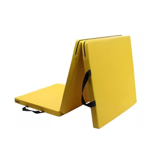 Rygcrud Exercise Mats Martial Arts Mats Plus Thick Dance Mat Practice Mat Sit-ups Non Slip Leather Waterproof Soft Pearl Cotton, 3-Panel (Color : Yellow, Size : 100x300x5cm)