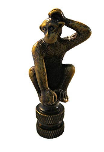Image of Lamp Finial-Monkey-Aged Brass Finish, Highly Detailed Metal Casting
