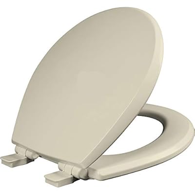 Mayfair Cassel Slow Close Toilet Seat, Easy Clean, Non Slip Premium Wood Seat, Easy Install, Round, Bone