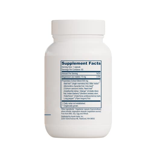 Ayush Herbs Ayurveda Ap Traveler For Gastrointestinal Support With Neem, Pippali, And Bitter Melon, All-Natural Magnesium Supplement Capsules For Adults And Children, 60 Capsules #TOP3