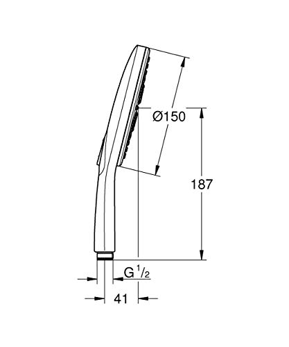 Regadera manual Grohe Rainshower 150 SmartActive con 3 tipos de chorro, acabado cromado, modelo 26553000, diámetro 150 mm miniatura 2