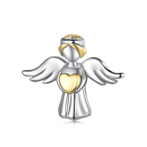 Ciondolo per braccialetti Pandora, ciondolo con angelo custode, in argento sterling 925, regalo per donne, Smaltato, Smalto